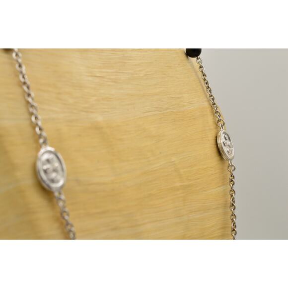 Givenchy Vintage Logo Necklace Reversible Black Bead Chain Runway Signed Bin1D - Picture 8 of 12